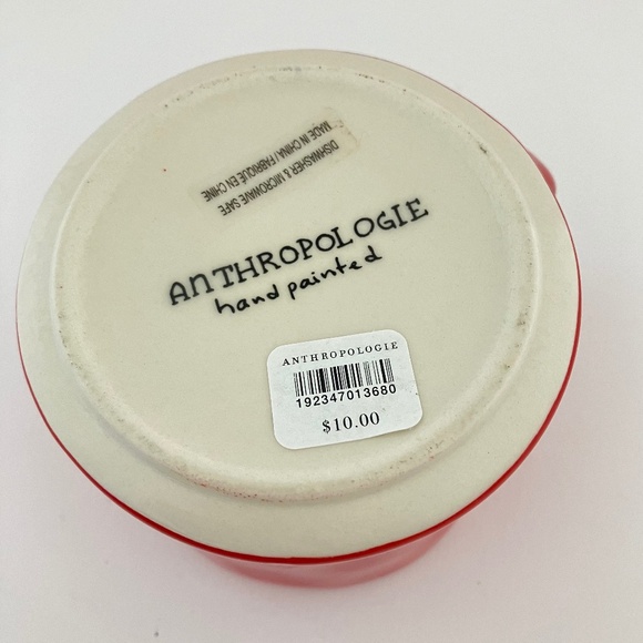 Anthropologie Monogram Coffee Mug Cup 3.5" Red Colorway Initial P Hand Painted - Picture 10 of 10